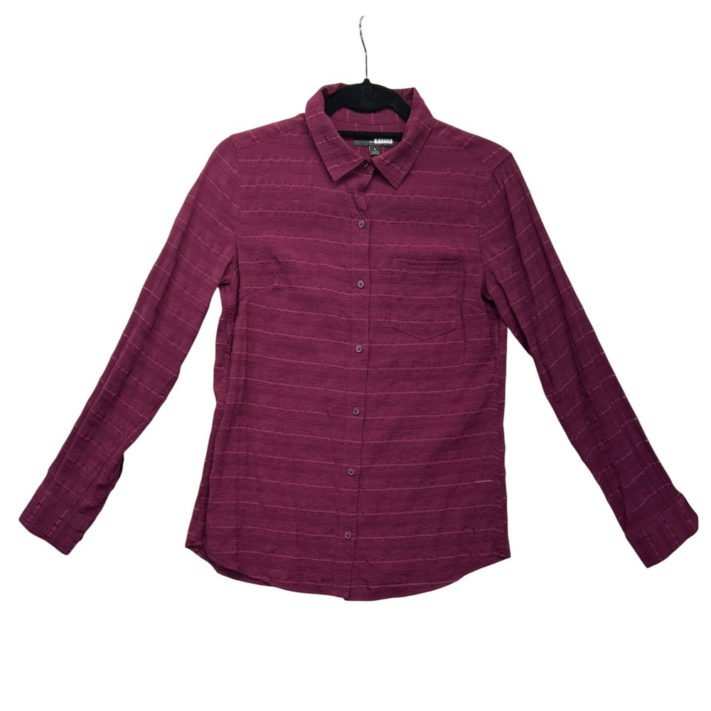 Banana Republic Shirt Womens S‎ Burgundy Classic Fit Textured Stripe Button Down